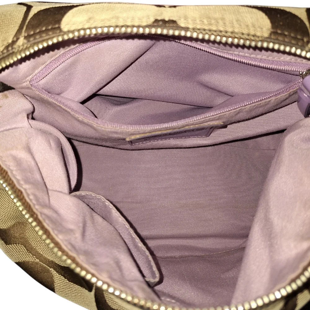 Coach Signature Canvas Hobo with Lavender Accent